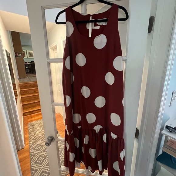 Anthropologie Dress Michaela Flounced Polka Dot Midi Sleeveless Dress XL - Picture 6 of 12